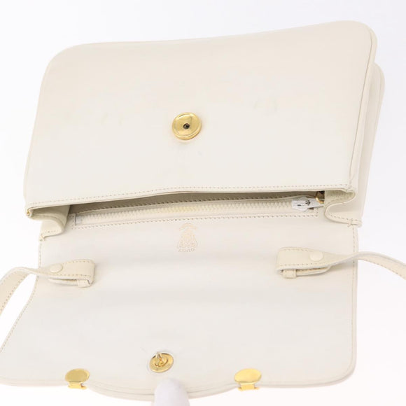 GUCCI Shoulder Bag Leather White Gold Tone 98 46 004 3743 Auth ka6532
