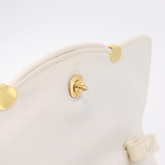 GUCCI Shoulder Bag Leather White Gold Tone 98 46 004 3743 Auth ka6532