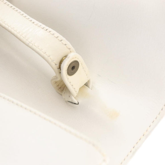 GUCCI Shoulder Bag Leather White Gold Tone 98 46 004 3743 Auth ka6532