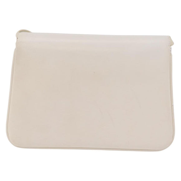GUCCI Shoulder Bag Leather White Gold Tone 98 46 004 3743 Auth ka6532