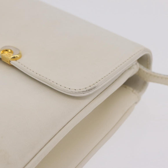 GUCCI Shoulder Bag Leather White Gold Tone 98 46 004 3743 Auth ka6532