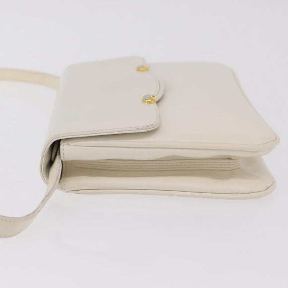 GUCCI Shoulder Bag Leather White Gold Tone 98 46 004 3743 Auth ka6532