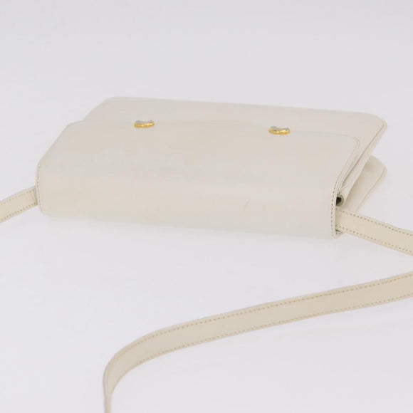 GUCCI Shoulder Bag Leather White Gold Tone 98 46 004 3743 Auth ka6532