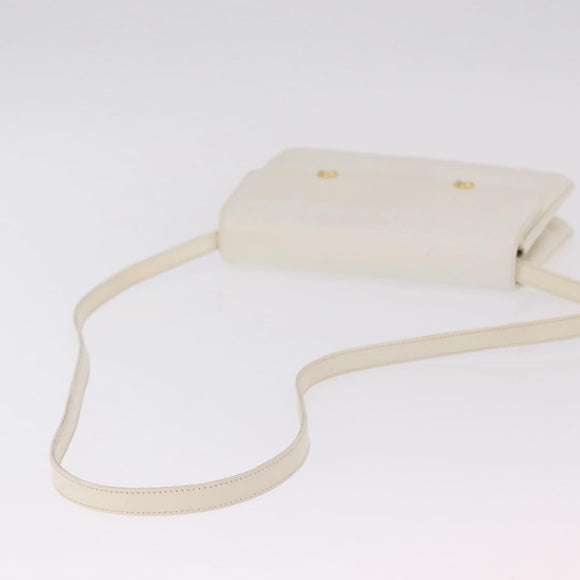 GUCCI Shoulder Bag Leather White Gold Tone 98 46 004 3743 Auth ka6532