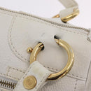 CELINE Hand Bag Leather White Gold Tone Auth ka6534A-10
