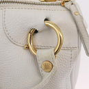 CELINE Hand Bag Leather White Gold Tone Auth ka6534A-17