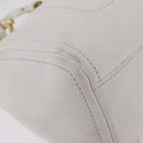 CELINE Hand Bag Leather White Gold Tone Auth ka6534A-19