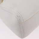 CELINE Hand Bag Leather White Gold Tone Auth ka6534A-21