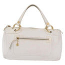 CELINE Hand Bag Leather White Gold Tone Auth ka6534A-13
