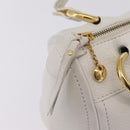 CELINE Hand Bag Leather White Gold Tone Auth ka6534A-23