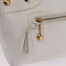 CELINE Hand Bag Leather White Gold Tone Auth ka6534A-24