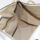 CELINE Hand Bag Leather White Gold Tone Auth ka6534A-26