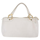 CELINE Hand Bag Leather White Gold Tone Auth ka6534A-2