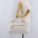 CELINE Hand Bag Leather White Gold Tone Auth ka6534A-30