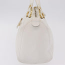 CELINE Hand Bag Leather White Gold Tone Auth ka6534A-5