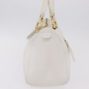 CELINE Hand Bag Leather White Gold Tone Auth ka6534A-6