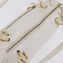 CELINE Hand Bag Leather White Gold Tone Auth ka6534A-14
