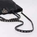 Valentino Studs Hand Bag Leather 2way Black Silver Auth ka6536-10