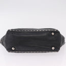 Valentino Studs Hand Bag Leather 2way Black Silver Auth ka6536-7
