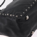 Valentino Studs Hand Bag Leather 2way Black Silver Auth ka6536-19