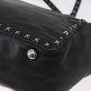 Valentino Studs Hand Bag Leather 2way Black Silver Auth ka6536-20