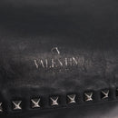 Valentino Studs Hand Bag Leather 2way Black Silver Auth ka6536-21