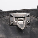 Valentino Studs Hand Bag Leather 2way Black Silver Auth ka6536-22