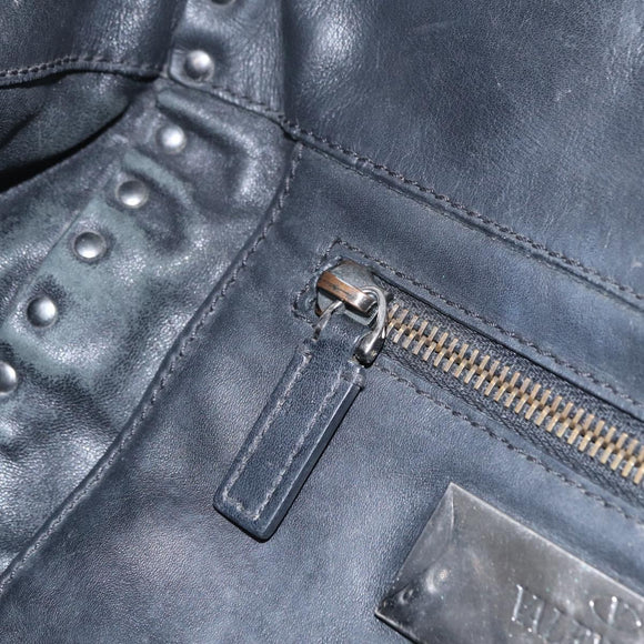 Valentino Studs Hand Bag Leather 2way Black Silver Auth ka6536
