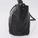 Valentino Studs Hand Bag Leather 2way Black Silver Auth ka6536-4