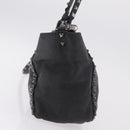 Valentino Studs Hand Bag Leather 2way Black Silver Auth ka6536-6