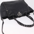 Valentino Studs Hand Bag Leather 2way Black Silver Auth ka6536-14