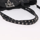 Valentino Studs Hand Bag Leather 2way Black Silver Auth ka6536-9