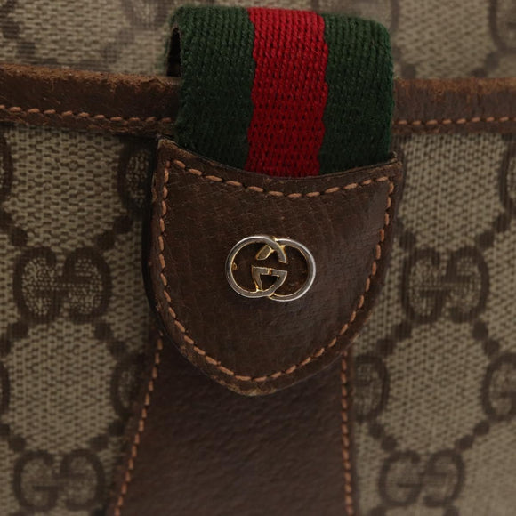 GUCCI GG Supreme Web Sherry Line Bag PVC Beige Gold 001 123 6177 Auth ka654