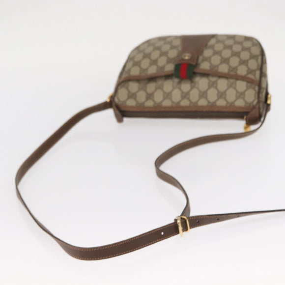 GUCCI GG Supreme Web Sherry Line Bag PVC Beige Gold 001 123 6177 Auth ka654