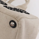PRADA Canapa MM Hand Bag Canvas Beige Silver Auth ka6542-16