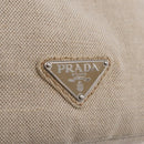 PRADA Canapa MM Hand Bag Canvas Beige Silver Auth ka6542-19