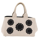 PRADA Canapa MM Hand Bag Canvas Beige Silver Auth ka6542-13