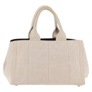 PRADA Canapa MM Hand Bag Canvas Beige Silver Auth ka6542-2