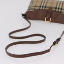 BURBERRY Nova Check Shoulder Bag Canvas Beige Gold Auth ka6546-10