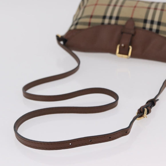 BURBERRY Nova Check Shoulder Bag Canvas Beige Gold Auth ka6546