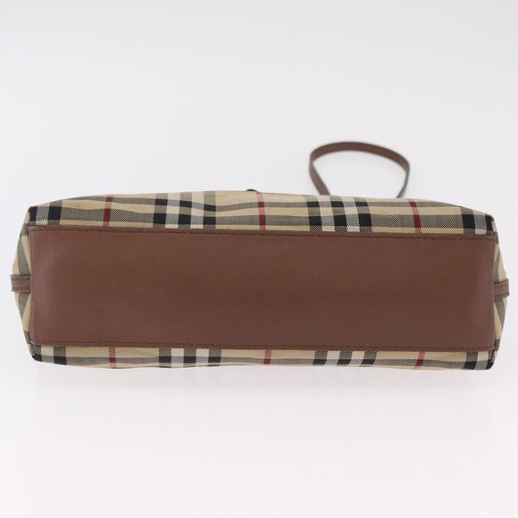 BURBERRY Nova Check Shoulder Bag Canvas Beige Gold Auth ka6546
