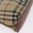 BURBERRY Nova Check Shoulder Bag Canvas Beige Gold Auth ka6546-17