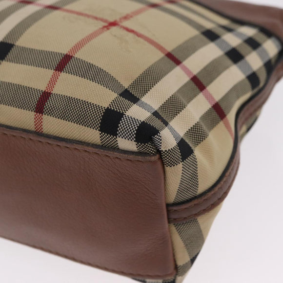 BURBERRY Nova Check Shoulder Bag Canvas Beige Gold Auth ka6546