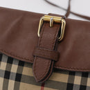 BURBERRY Nova Check Shoulder Bag Canvas Beige Gold Auth ka6546-19