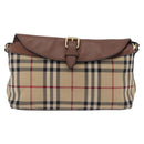 BURBERRY Nova Check Shoulder Bag Canvas Beige Gold Auth ka6546-2