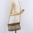 BURBERRY Nova Check Shoulder Bag Canvas Beige Gold Auth ka6546-28