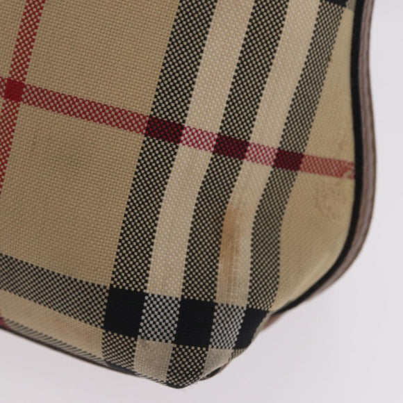 BURBERRY Nova Check Shoulder Bag Canvas Beige Gold Auth ka6546