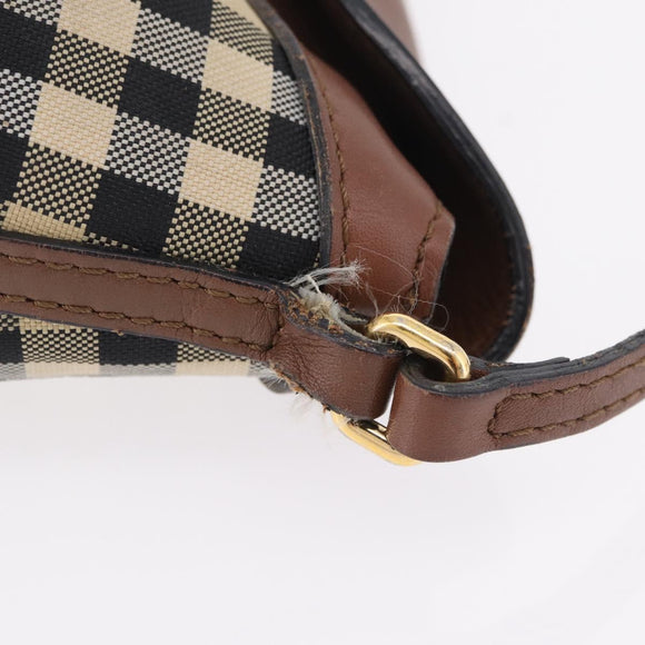 BURBERRY Nova Check Shoulder Bag Canvas Beige Gold Auth ka6546