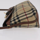 BURBERRY Nova Check Shoulder Bag Canvas Beige Gold Auth ka6546-8