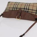 BURBERRY Nova Check Shoulder Bag Canvas Beige Gold Auth ka6546-9
